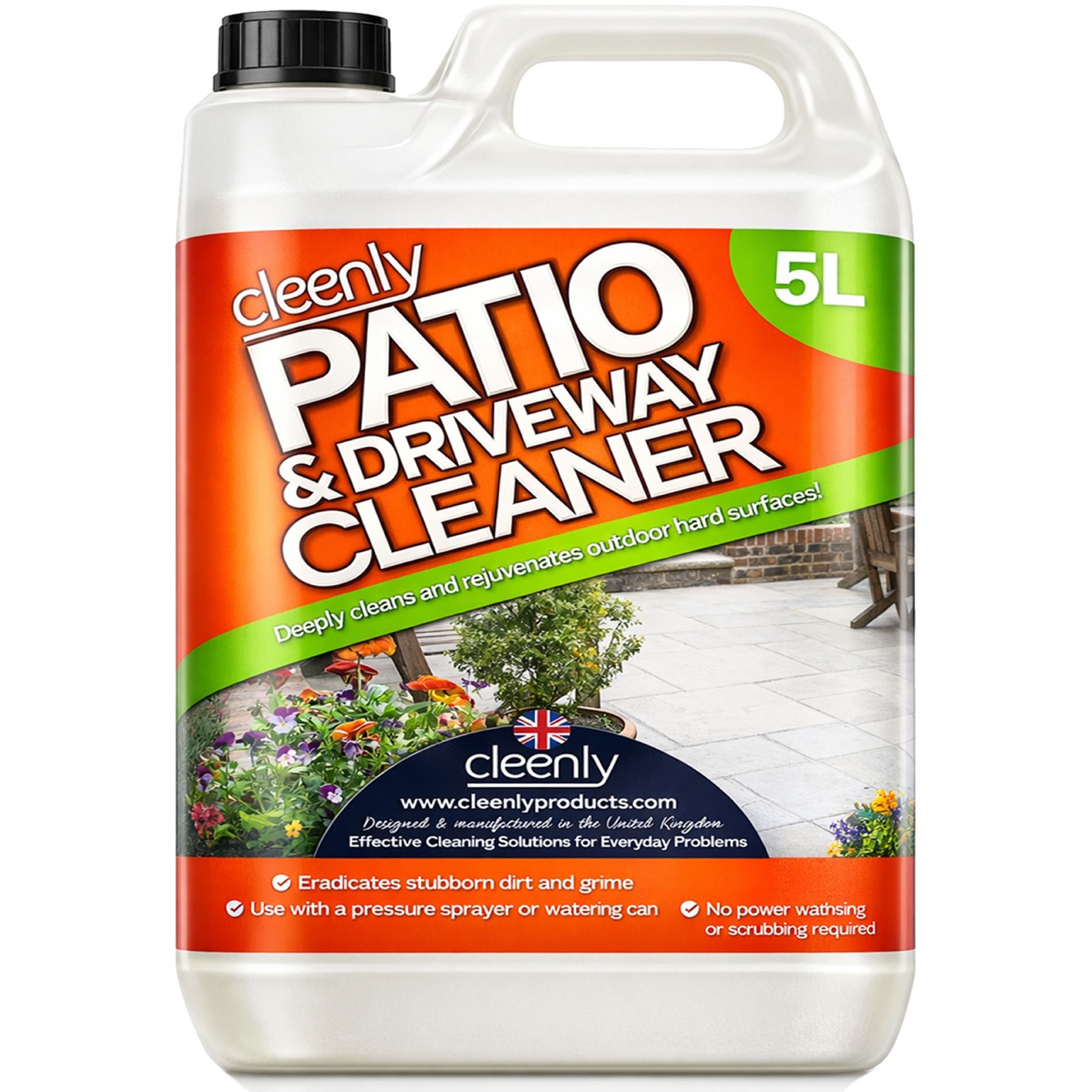 Cleenly Patio Drive Way Brick Cleaner 5L Mould Algae Moss Killer 25% Stronger