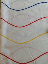 1 Yard Vintage Linen Fabric Multicolor Stripes