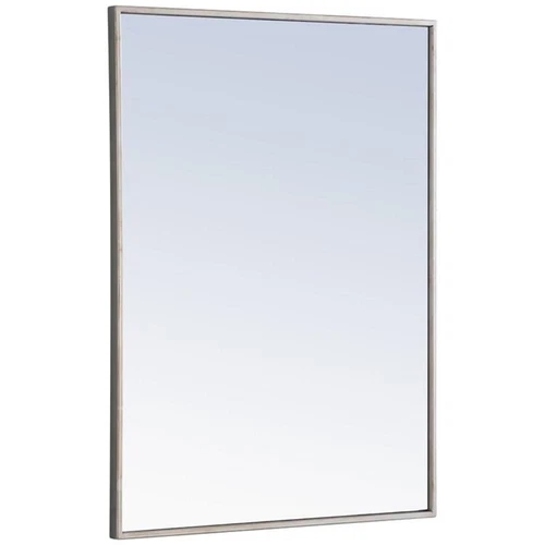 Pemberly Row 32" x 24" Rectangle Metal Frame Mirror in Silver - Picture 3 of 12