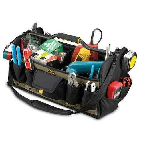 CLC Tool Tote Bag 27 Pocket Black Polyester Open Top Shoulder Strap 20in Heavy - Image 3 of 4