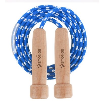 BTONGE Springseil Erwachsene, traditionelles Holzgriff Springseil, 300 cm, blau 