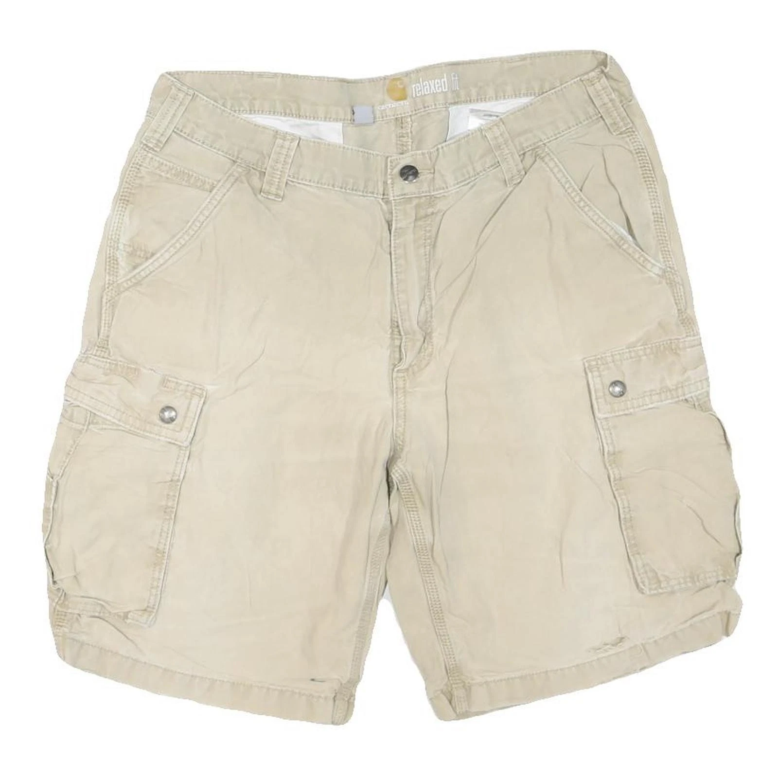 CARHARTT Mens Shorts Beige Cargo Relaxed Fit L W36 Workwear Cotton Blend