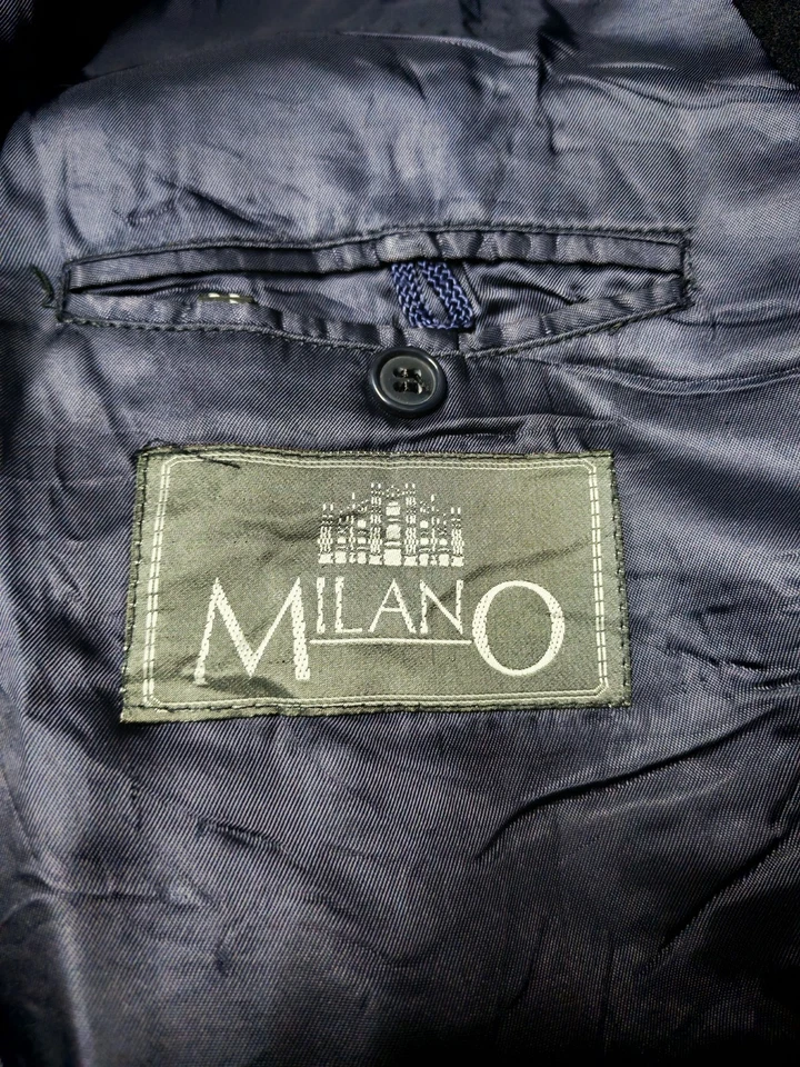 Vintage Milano classic Cashmere wool blend db gangster navy Suit over coat 44R - Image 4 of 4