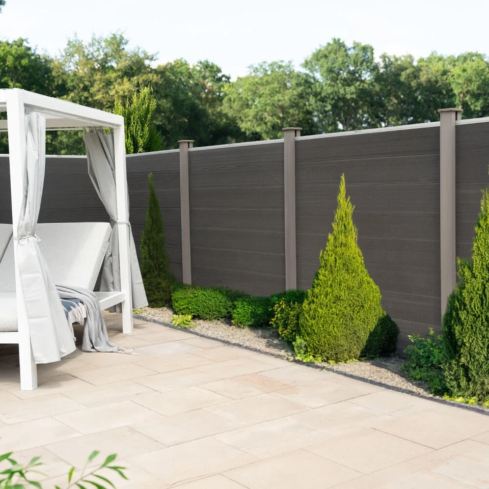 WPC Zaun Lamellenzaun Sichtschutzzaun Gartenzaun Windschutz grau - Bild 2 von 4