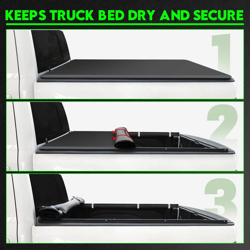 5.8FT Soft Roll-up Tonneau Cover for 19-25 Chevy Silverado/ GMC Sierra 1500 - Image 4 of 4