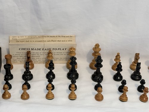 Vintage Wood Chess set WMF Drueke No. 11 32 Piece W/Original Box and Felt