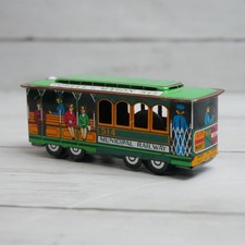Vtg Style Tin Toy Train Trolley Car Powell  Mason Municipal Railway 514 Japan