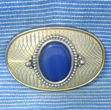 Cowboys Western Statement Belt Buckle Purple Banded Agate Cowgirl Vtg 90s.CPA690