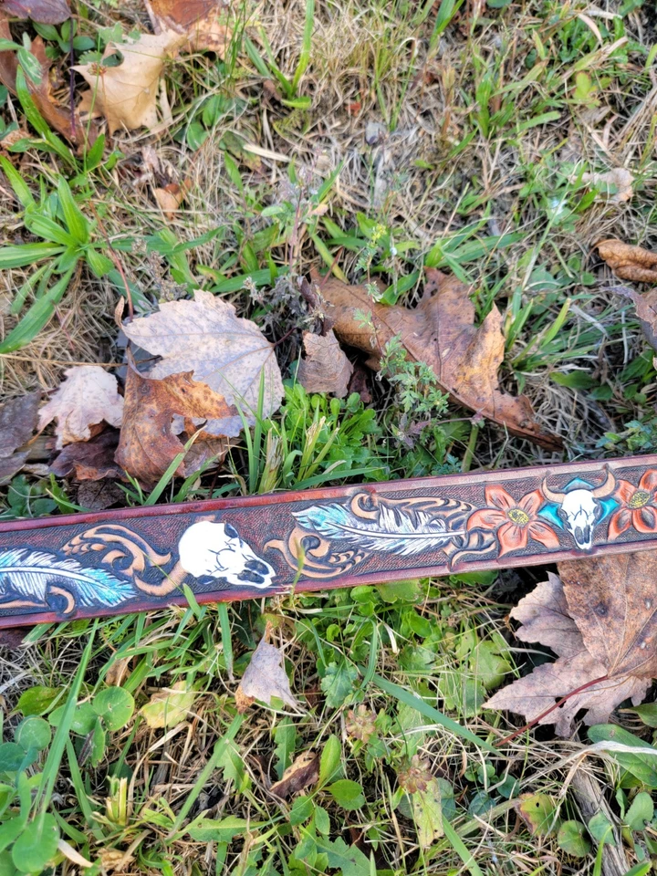 Cinturón de cuero para hombre talla 31 a 37 – Hecho a mano Western mecanizado  Foto 3 de 4