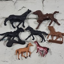 Vintage Horse Figures Western Rodeo Farm Animals Plastic Lot Of 7