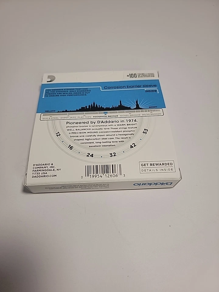 D'Addario Acoustic Guitar Strings*3 sets*EJ16-3D Phosphor Bronze Light .012-.053 - Image 2 of 4