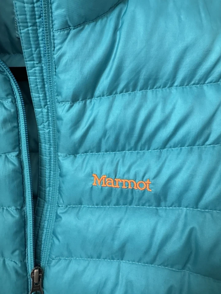 Girls Kids L Marmot Highlander Down Jacket 700 Fill Power Puffer Quilt Turquoise - Image 2 of 4