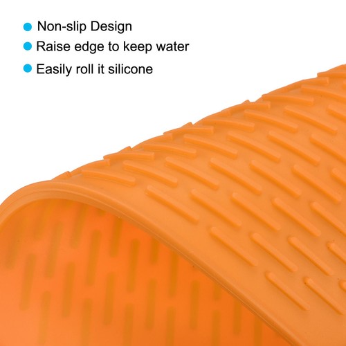 Silicone Dish Drying Mat 8.5" x 6" Sink Drain Pad Heat Resistant Orange - Imagen 3 de 5
