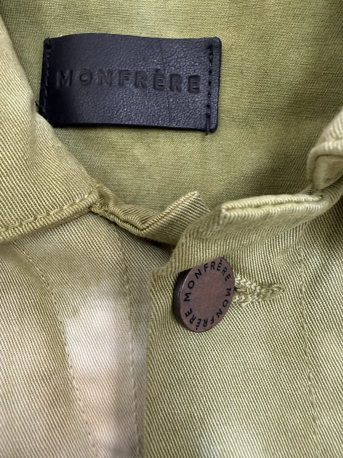 $398 Monfrere LARGE The Dean Button Trucker Jacket Rennais Green - product detail image 6
