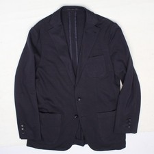 Custom Summer Suit Mens 38S 32x29 Solid Navy Blue Rayon Blend Side Tab Pants