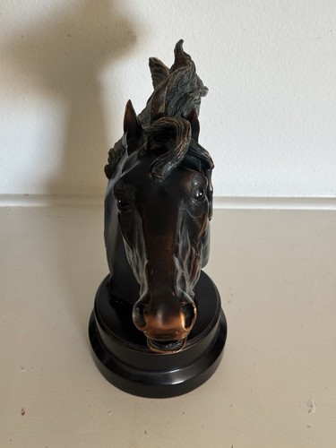 Art Deco Mustang Pony Express Sculpture of Running Horse Head Bronze Statue - Picture 5 of 6