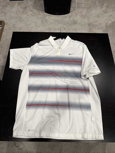NIKE Tigers Woods Collection GOLF POLOSHIRT -XL- WEISS ROT GESTREIFT Pelican Hill - Bild 1 von 10