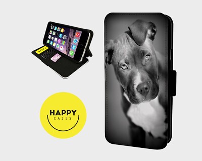CUTE STAFF DOG WAIT - Kunstleder Klapp Handy Hülle Cover - iPhone/Samsung