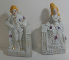 Vintage Victorian Man and Women Porcelain Book Ends - Made in Japan
