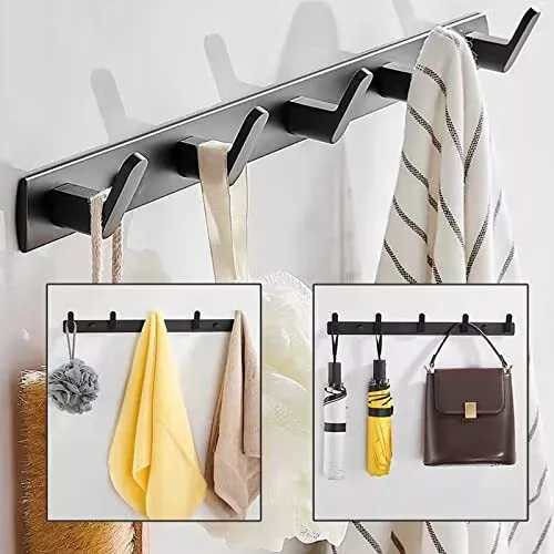 Coat Rack Wall Mount With 5 Hooks Black Wall Coat Hook Wall
