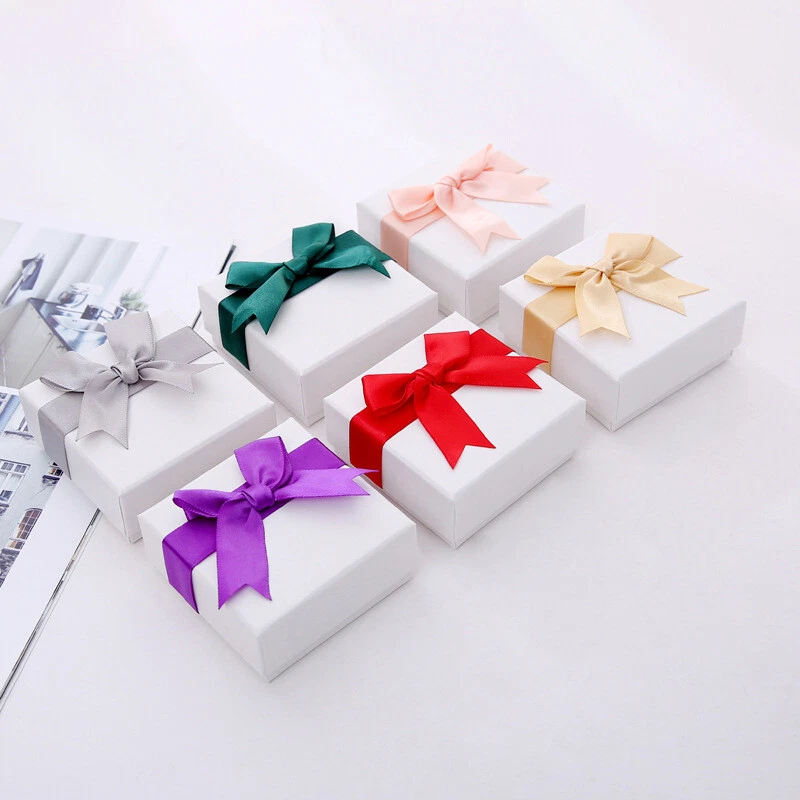 6Pcs Jewelry Gift Boxes with Lids and Ribbon Bows for Display Rings, 6  Colors Ḿ