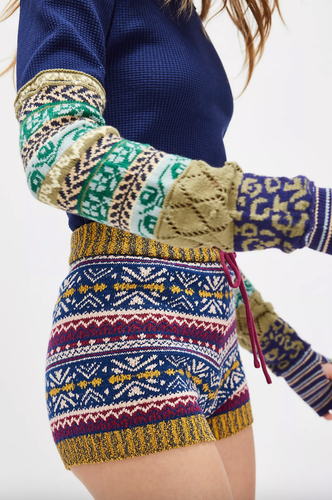 Free People Holly Fairisle Shorts - Navy Combo Size XS RRP: £68.00 - Picture 2 of 17
