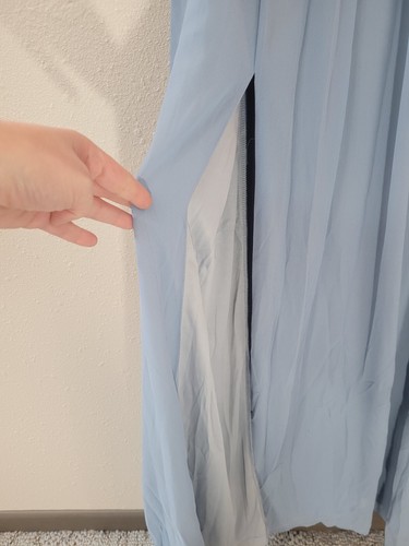New LULU'S XS Dusty Blue Lovely Endings One Shoulder Pleated Maxi Dress Women - Picture 6 of 16