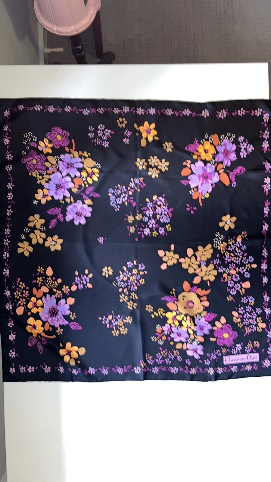 Grand foulard carré soja Christian Dior, OS, 30,25
