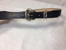 Circle Y of Yoakum Womens Belt Western Hand made Black Leather Size 29" USA Made