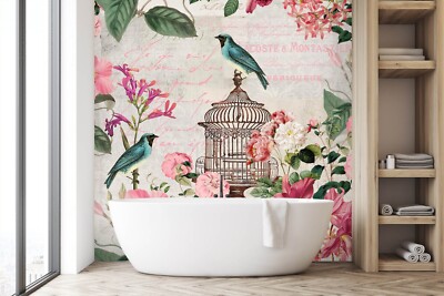 3D Blue Bird Flower A1602 Wallpaper Wall Mural Self-adhesive Andrea Haase Amy