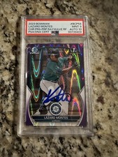 2023 Bowman Chrome Lazaro Montes Auto Purple Raywave Refractor /250 PSA 9/10