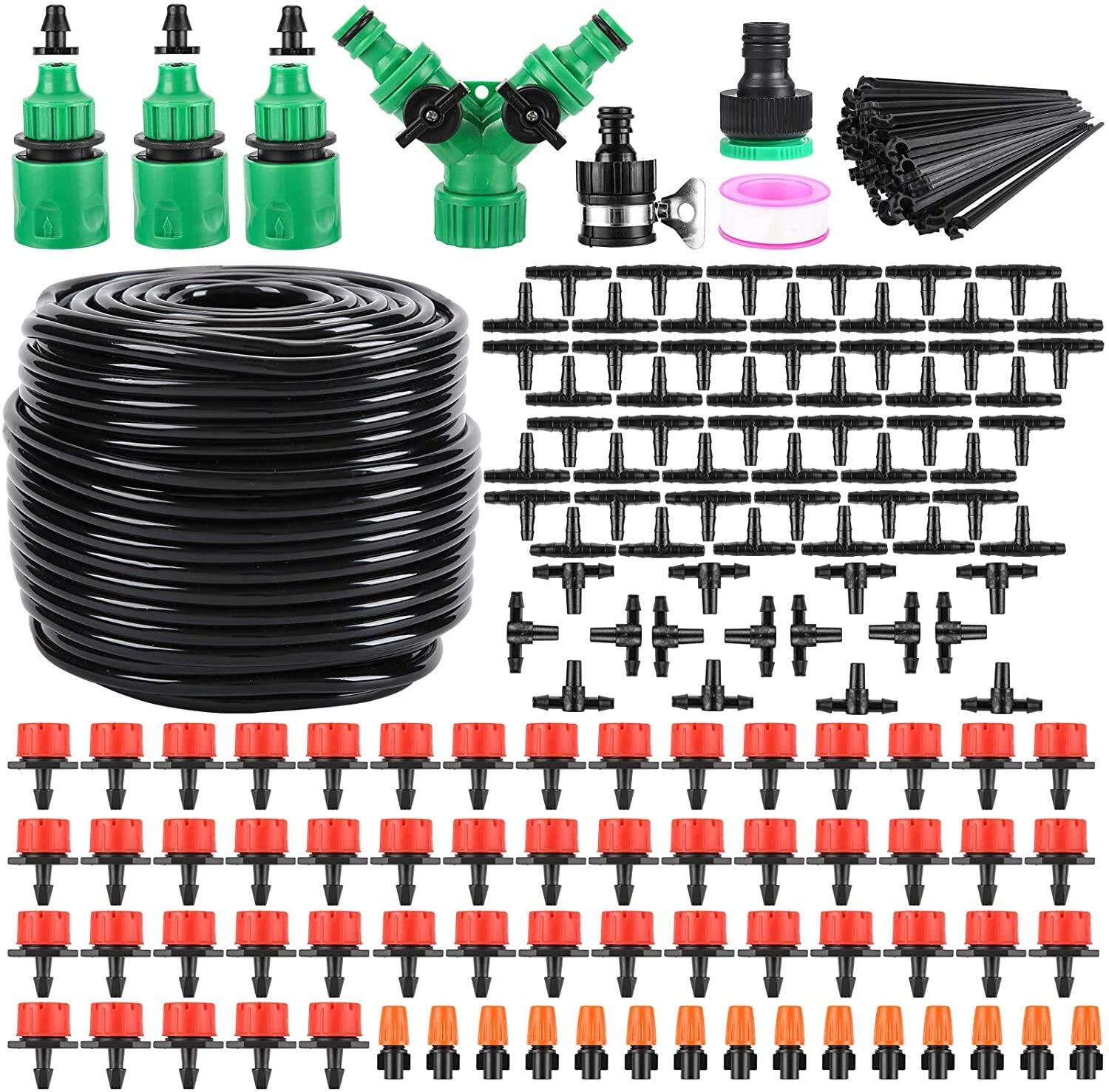 Garden Automatic Irrigation System 164FT 200 Pack Drip Irrigation Kit 1/4
