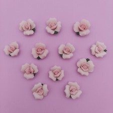Bisque Porcelain Roses Pink 7/8" Lot of 12