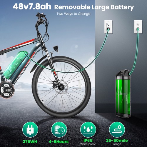 500W Electric Bike with 48V LI-Battery, LCD 26'' Mountain Bicycle 21-Speed Ebike - Picture 16 of 55