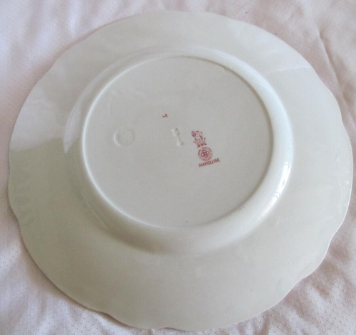 Superbe assiette porcelaine Royal Doulton Marquise décor rose fleur nœud 26 cm - Imagen 5 de 6