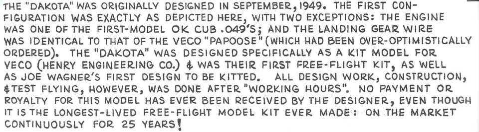 Veco Model Airplane Plans (FF): DAKOTA 24"ws for .020-.074 by Joe Wagner - Image 4 of 4
