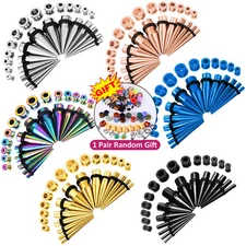 28pcs Stainless Steel Ear Taper Stretching Kit Screw Tunnel Taper Plugs 12G-00G