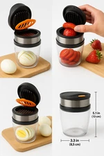 Stainless Steel Fruit Slicer Egg, Strawberry, Kiwi & Mushroom Cutter  Cup Desing