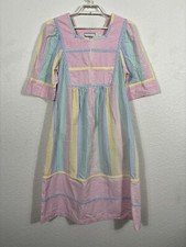 Saybury Sleepwear Nightgown Size S Seersucker Striped Multicolor Cotton Blend