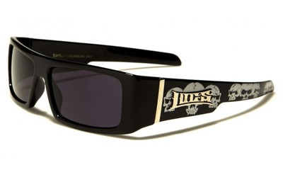 LOCS Sunglasses Skull Printed Temples Gangster Style Flat Top Plastic Frames Men