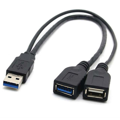 USB 3.0 Male To 2 USB Female Data Hub Power Adapter Y Splitter Charging Cable