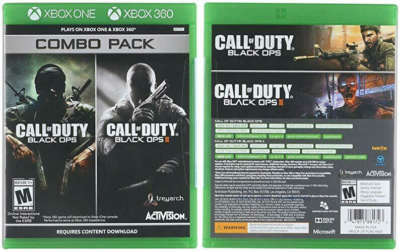 Call of Duty Black Ops 1 & 2 Combo Pack, Activision, Xbox 360, [Physical],  047875881723