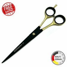 BARBER SALON HAIR STYLING HAIRDRESSING SHEAR SCISSOR GERMAN MADE 7" BLACK/GOLD