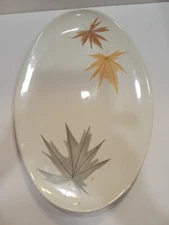 IROQUOIS BEN SEIBEL Oval Serving Platter Large 15" Harvest Time Fall Leaves Vtg