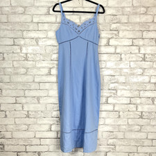 MADEWELL   Sweetheart Linen-Cotton Powder Blue Blend Midi Dress sz 4 NP116