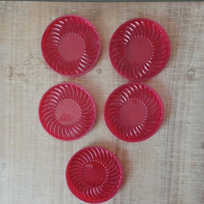  Ritepoint USA red translucent coasters plastic sun MCM Set Of 5 Barware 
