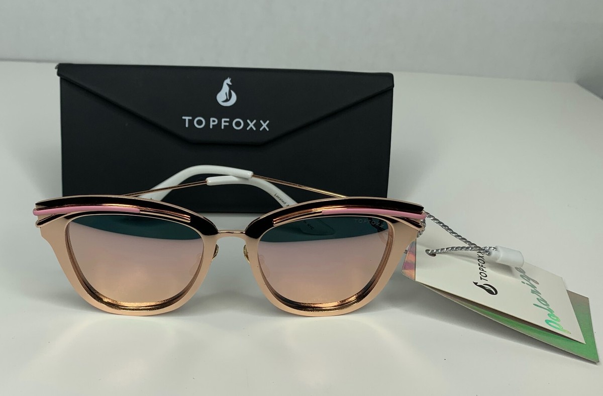 Topfoxx women’s Gold Frame Brown Lens Sunglasses with Black Case TopFoxx Chloe Black/Rose Gold Sunglasses – THE ANTI main image 2