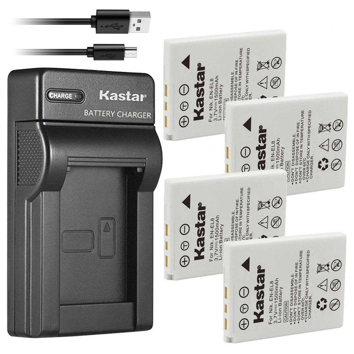 Kastar Battery Slim USB Charger for Nikon EN-EL8 MH-62 Nikon