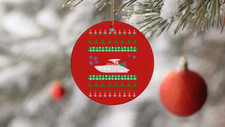 Wake Boat Ugly Christmas Sweater Circle Ornament