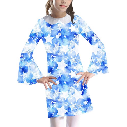 Kids Girls Dress Up 60s Dresses Fancy Sundress Carnival Dancewear Talent Stage - Picture 41 of 61
